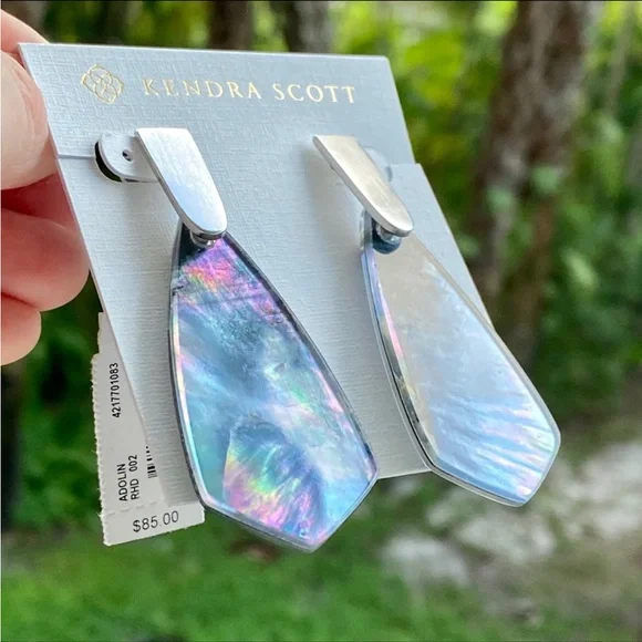 Kendra Scott Adolin Black Mother of Pearl Earrings - Picture 11 of 12